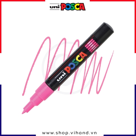 Bút sơn vẽ đa chất liệu Uni Posca Paint Marker PC-1M Extra Fine - Pink (Hồng)