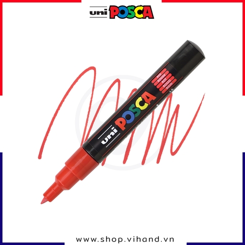 Bút sơn vẽ đa chất liệu Uni Posca Paint Marker PC-1M Extra Fine - Red (Đỏ)