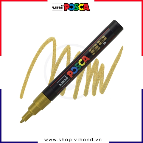 Bút sơn vẽ đa chất liệu Uni Posca Paint Marker PC-3M Fine - Gold