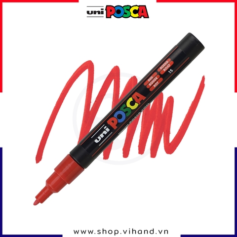 Bút sơn vẽ đa chất liệu Uni Posca Paint Marker PC-3M Fine - Red (Đỏ)