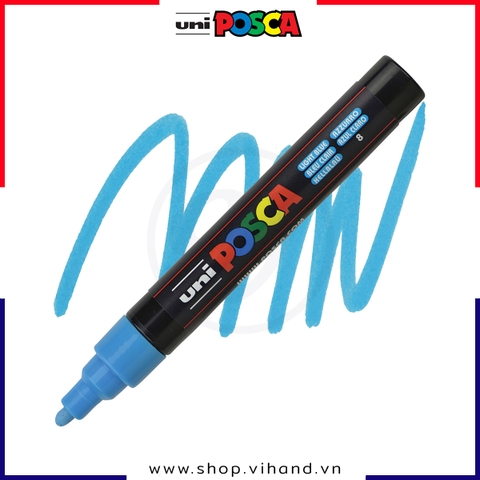 Bút sơn vẽ đa chất liệu Uni Posca Paint Marker PC-5M Medium - Light Blue