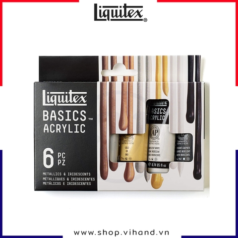 Hộp 6 màu ánh kim Liquitex Basics Acrylic Metallic - 22ml