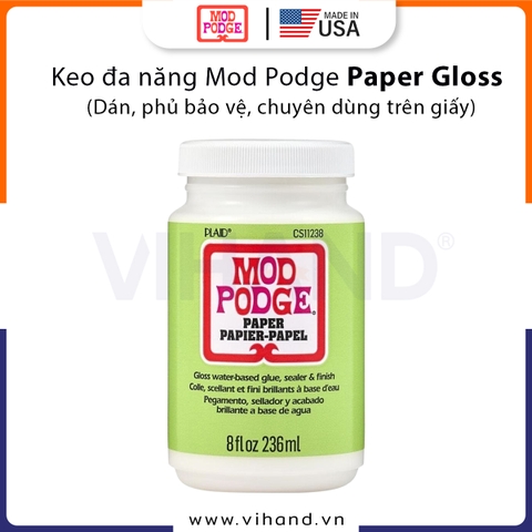 Keo Đa Năng Mod Podge Paper Gloss (Hiệu ứng bóng) – Dán, Phủ Bảo Vệ Và Hoàn Thiện Bề Mặt Chuyên Dụng Cho Giấy