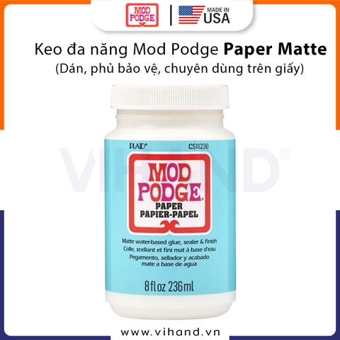 Keo Đa Năng Mod Podge Paper Matte (Hiệu ứng mờ) – Dán, Phủ Bảo Vệ Và Hoàn Thiện Bề Mặt Chuyên Dụng Cho Giấy