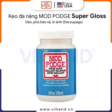 Keo đa năng để dán, phủ bảo vệ, in ảnh MOD PODGE Super Gloss 3 trong 1 làm đồ thủ công