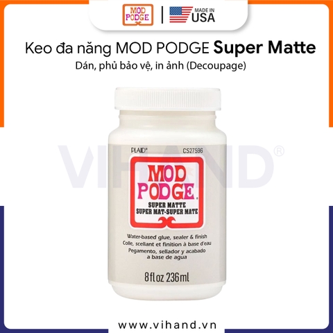 Keo đa năng để dán, phủ bảo vệ, in ảnh MOD PODGE Super Matte 3 trong 1 làm đồ thủ công