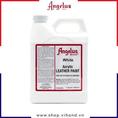Màu vẽ da vải Angelus Acrylic Leather Paint 944ml (Quart) White - 005