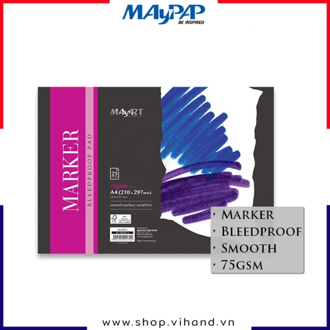 Tập sổ vẽ nghệ thuật MayArt Marker Bleedproof Pad A4 75gsm - 25 tờ