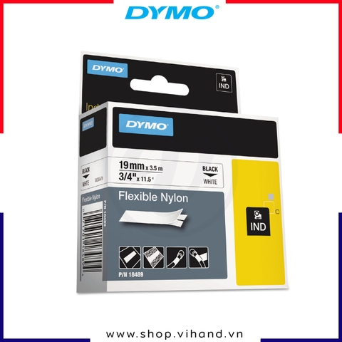 Nhãn in Nylon dẻo Dymo IND 19mm x 3.5m – (Đen/Trắng) | 18489