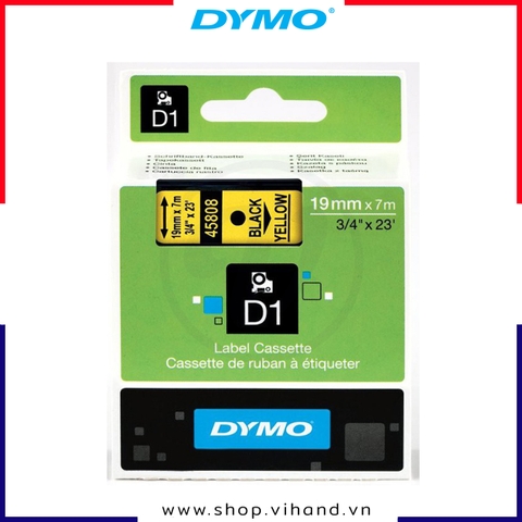 Nhãn dán Dymo D1 nhựa PET 19mm x 7m - Đen/Vàng | S0720880