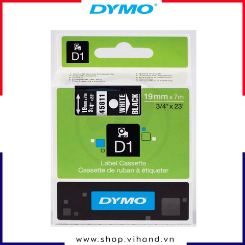 Nhãn dán Dymo D1 nhựa PET 19mm x 7m - Trắng/Đen | S0720910