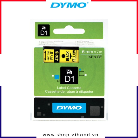Nhãn dán Dymo D1 nhựa PET 6mm x 7m - Đen/Vàng | S0720790