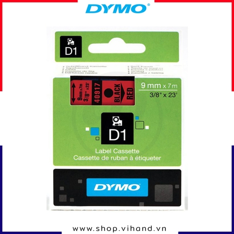 Nhãn dán Dymo D1 nhựa PET 9mm x 7m - Đen/Đỏ | S0720720