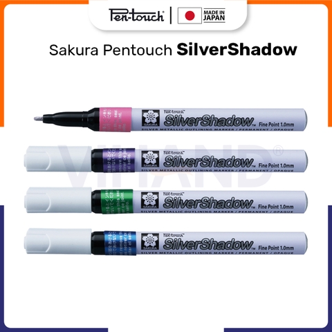 Bút sơn dầu ánh bạc có viền màu Sakura Pentouch Silver Shadow Color Marker - Ngòi 1.0mm