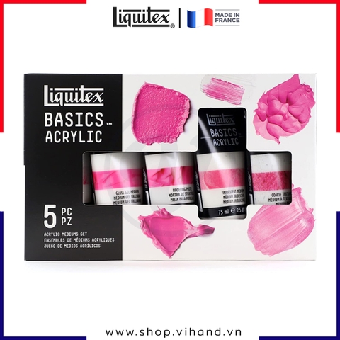 Bộ 5 dung môi cho người mới bắt đầu Liquitex Basics Acrylic Mediums Starter Set