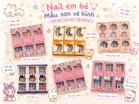 Set 12 Móng Tay Trẻ Em Loại Sơn