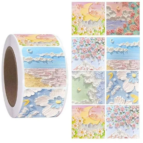 Cuộn 500 Sticker Trang Sơn Dầu Nhiều Màu RCSTK473
