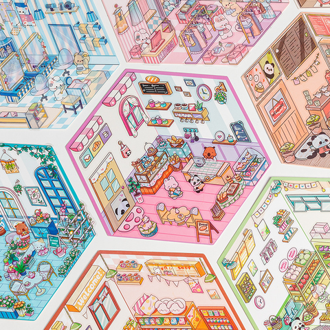 Set 10 Sticker Trang Trí Cảnh 3D RCSTK270