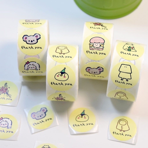 Cuộn 500 Sticker Thankyou Vàng RCSTK4493