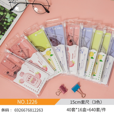 Bộ Thước Thước Kẻ Học Sinh Bằng Nhựa Trái Cây 15cm RCTH3003