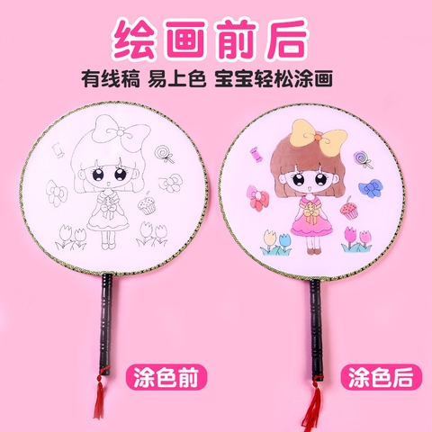 Set 10 Quạt Cầm Tay+Màu RCQCT271
