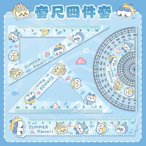 Set 10 Bộ 4 Thước Thước Kẻ Học Sinh Bằng Nhựa Hoạt Hình RCTH2784