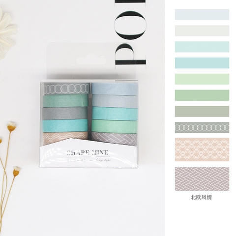 Hộp 10 Cuộn Washi Trơn RC535