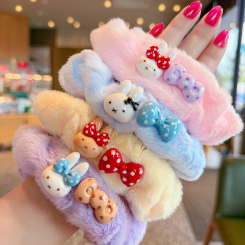Cột Tóc Lông Charm Thỏ Nơ RC3718