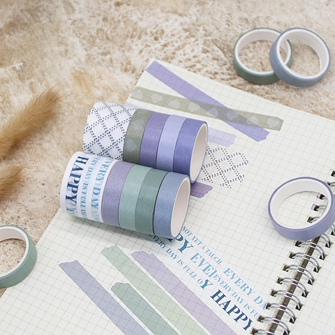 Hộp 10 Cuộn Washi Trơn RC535