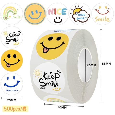 Cuộn 500 Sticker Mặt Cười RC4494