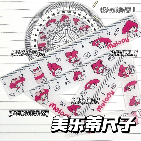 Set 10 Bộ 4 Thước Thước Kẻ Học Sinh Bằng Nhựa Hoạt Hình RCTH2784