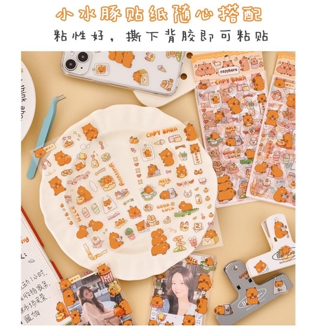 SET 10 Sticker 6 Tấm CapyBara ND0227