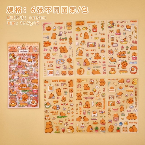 SET 10 Sticker 6 Tấm CapyBara ND0227