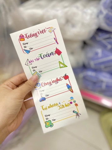 Bịch 5 Tấm Nhãn Vở