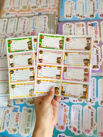 Set 10 Nhãn Vở 8 Ô