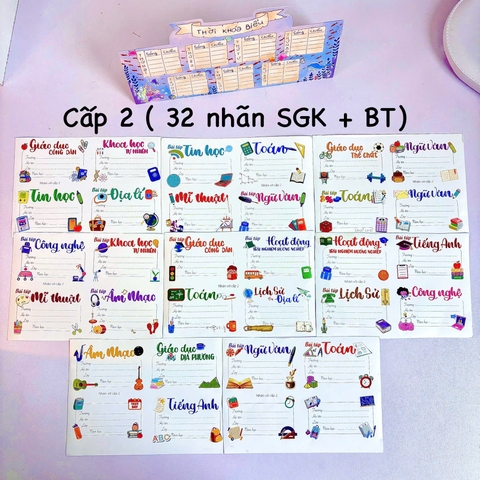 SET 32 Nhãn Vở Cấp 2