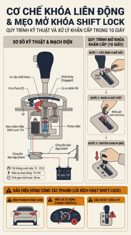 CẦN SỐ Ô TÔ BỊ KẸT Ở SỐ P: MẸO MỞ KHÓA SHIFT LOCK TRONG 10 GIÂY