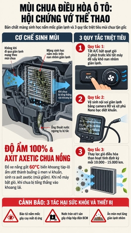 ĐIỀU HÒA Ô TÔ BỐC MÙI CHUA GIẤM GIỮA TRƯA: NGUYÊN NHÂN VÀ CÁCH KHỬ MÙI NỘI SOI TRIỆT ĐỂ