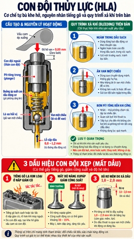 ĐỘI THỦY LỰC XÚP-PÁP XẸP KÊU CẠCH CẠCH: NGUYÊN NHÂN VÀ QUY TRÌNH NẠP DẦU CHUẨN ĐẠI TU