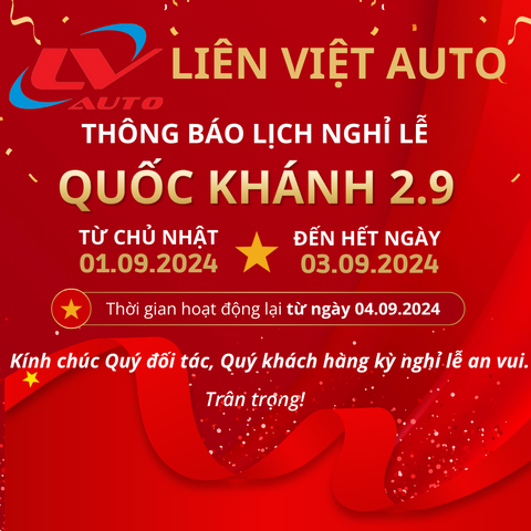Liên Việt Auto Part thông báo lịch nghỉ lễ Quốc Khánh 2/9