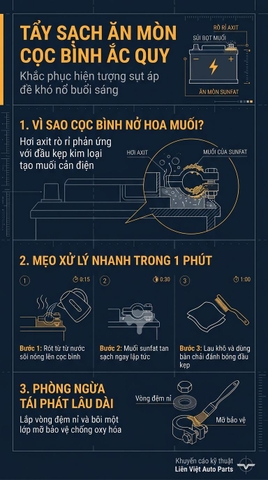 Cọc Bình Ắc Quy Đóng Muối: Mẹo Tẩy Sạch Bằng Nước Sôi 1 Phút