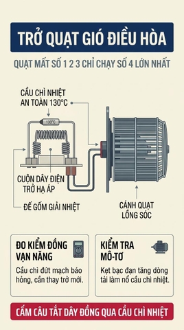 QUẠT GIÓ ĐIỀU HÒA CHỈ CHẠY SỐ LỚN NHẤT: BẮT BỆNH TRỞ QUẠT CABIN