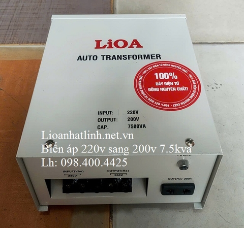 BIẾN ÁP LIOA 220V SANG 200V 7.5KVA - 7500VA - 7500W DÂY ĐỒNG 100%