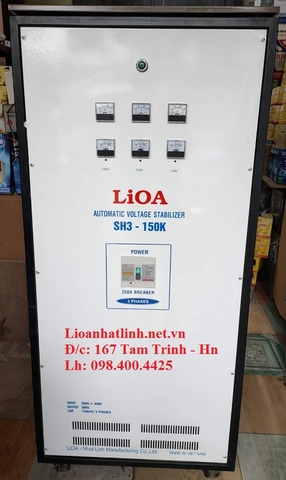 ỔN ÁP LIOA 150KVA 3 PHA SH3 - 150K THẾ HỆ 1 ĐỒNG HỒ CƠ, MẦU NÂU, GIÁ RẺ