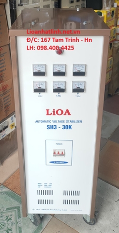 ỔN ÁP LIOA 30KVA 3 PHA DẢI 260V - 430V THẾ HỆ 1, ĐỒNG HỒ CƠ, SƠN MẦU NÂU