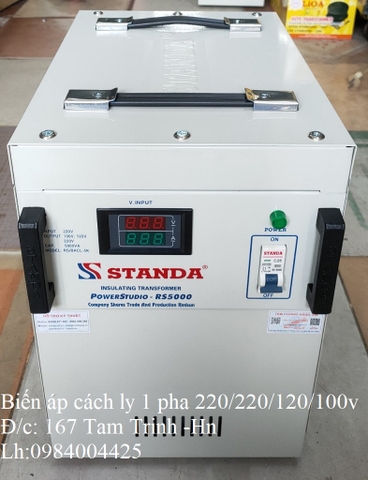 BIẾN ÁP CÁCH LY 1 PHA 5KVA 220V/ 220V/ 120V/ 100V HÃNG STANDA SẢN XUẤT