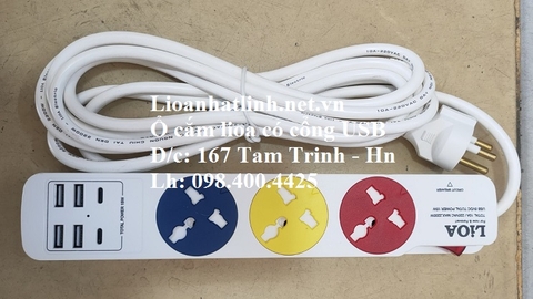 Ổ CẮM ĐIỆN ĐA NĂNG LIOA CÓ USB NHIỀU CỔNG MODEL 3DN4A2C15W