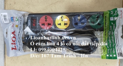 Ổ CẮM ĐIỆN CÓ DÂY NỐI ĐẤT LIOA 4 LỖ 3M MODEL 4DND3.3.10 GIÁ RẺ