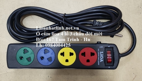 Ổ CẮM LIOA 4 LỖ 2 CHẤU 3M 10A 2000W - 2200W MODEL 4SND3.2.10