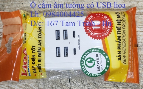Ổ CẮM ĐIỆN ÂM TƯỜNG CÓ CỔNG SẠC USB LIOA SẢN XUẤT MODEL E18/U4A2C